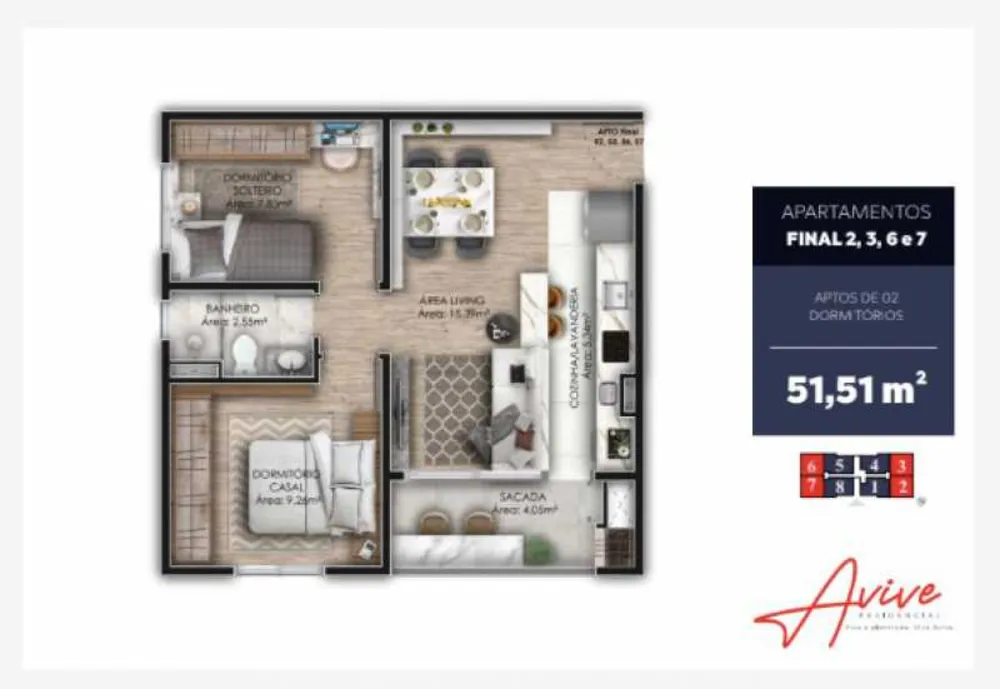 Apartamento, 2 quartos, 51 m² - Foto 1