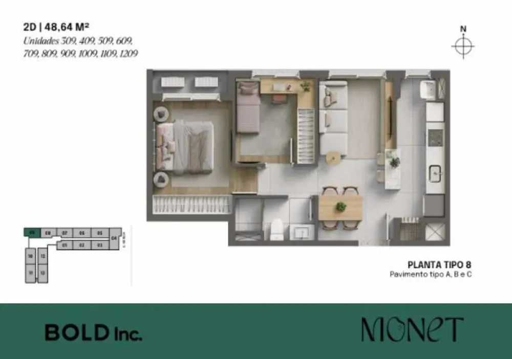 Apartamento, 2 quartos, 48 m² - Foto 1