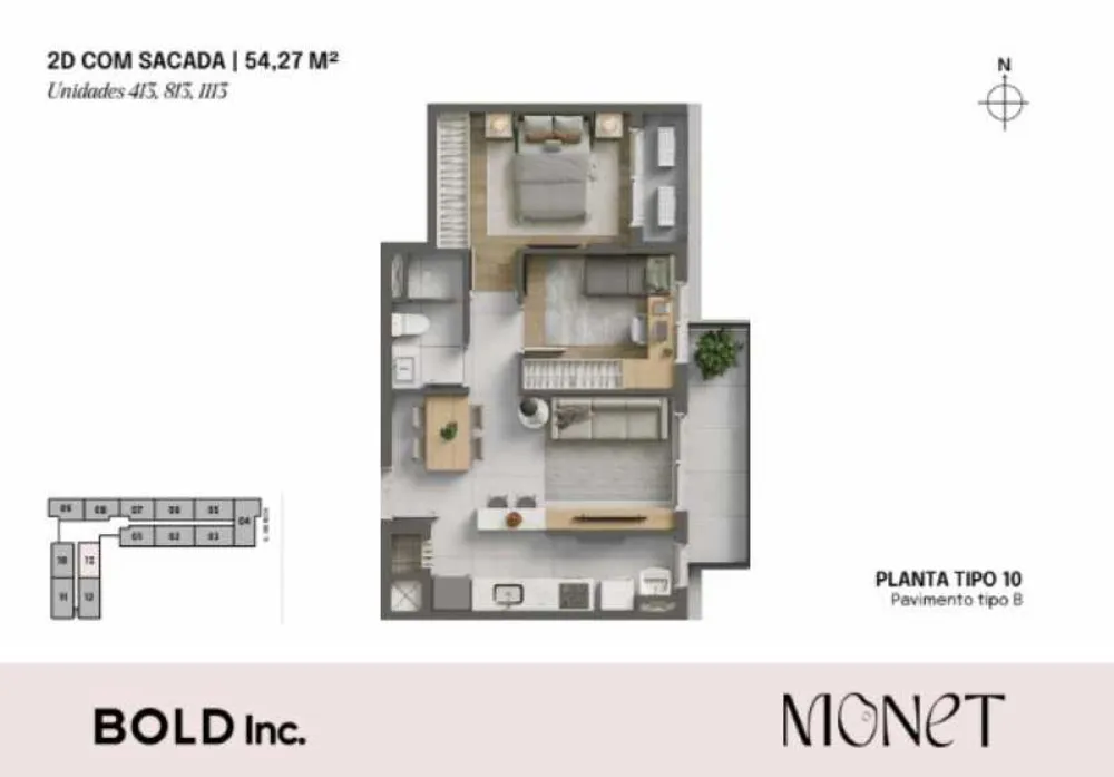 Apartamento, 2 quartos, 54 m² - Foto 2