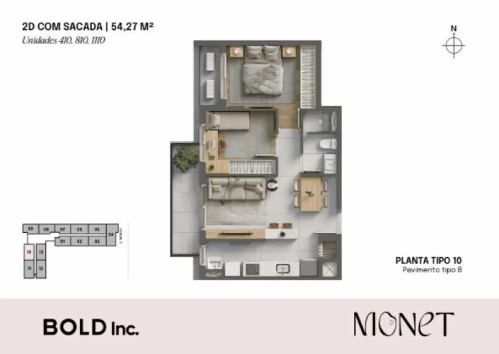 Apartamento, 2 quartos, 54 m² - Foto 1
