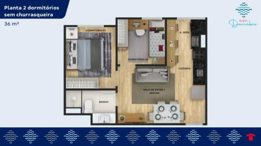 Apartamento, 2 quartos, 36 m² - Foto 1