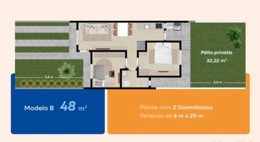Casa, 2 quartos, 48 m² - Foto 1