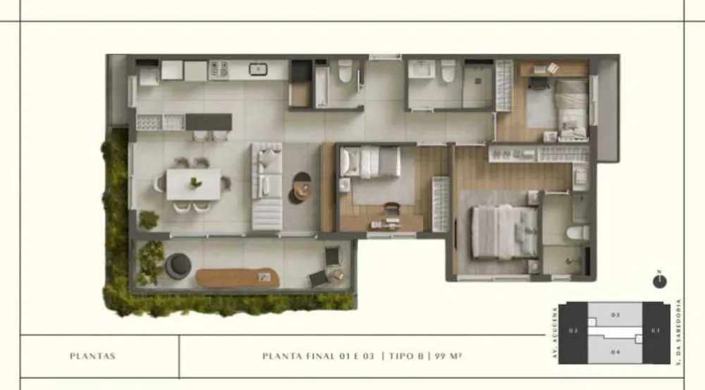 Apartamento, 3 quartos, 99 m² - Foto 1