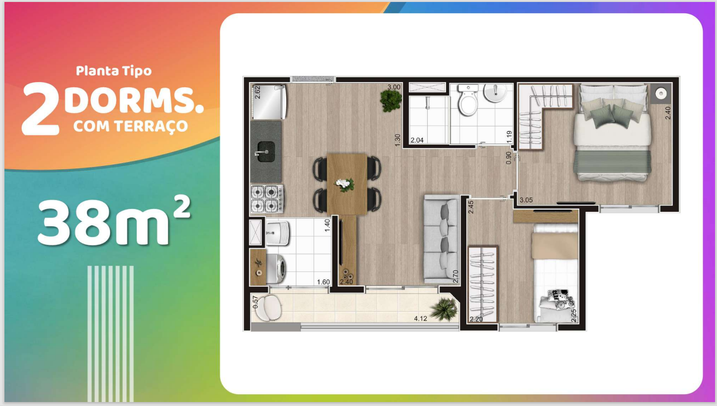 Apartamento à venda com 2 quartos, 40m² - Foto 3