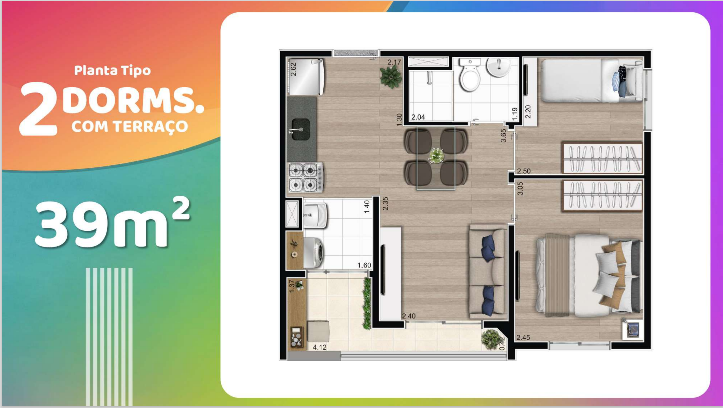 Apartamento à venda com 2 quartos, 40m² - Foto 2