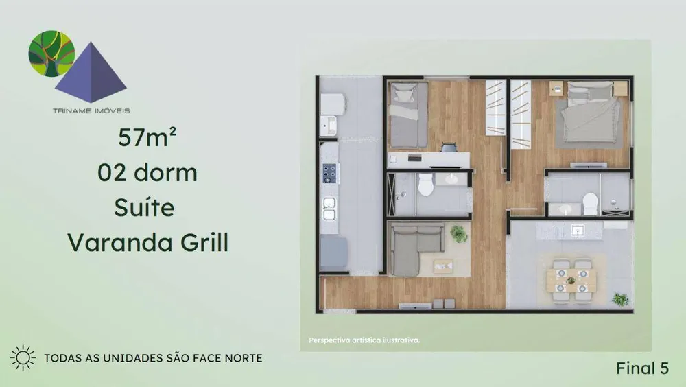 Apartamento, 2 quartos, 56 m² - Foto 2