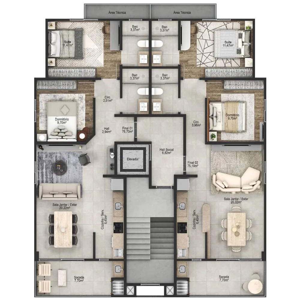Apartamento, 2 quartos, 76 m² - Foto 8