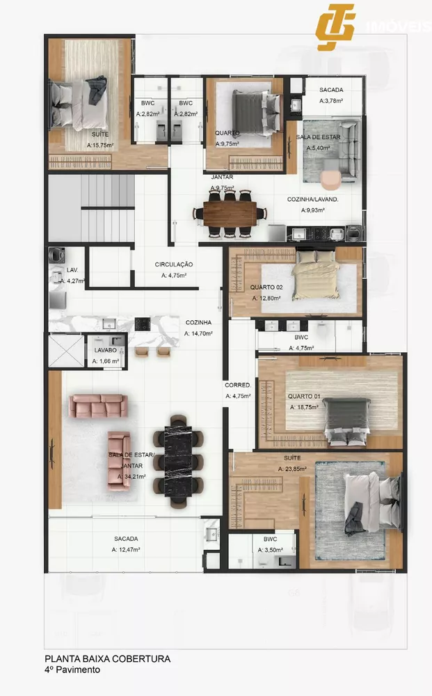 Apartamento à venda com 2 quartos, 63m² - Foto 3