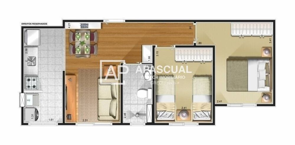 Apartamento, 2 quartos, 48 m² - Foto 1