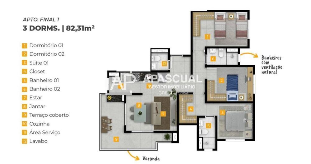 Apartamento, 3 quartos, 82 m² - Foto 7