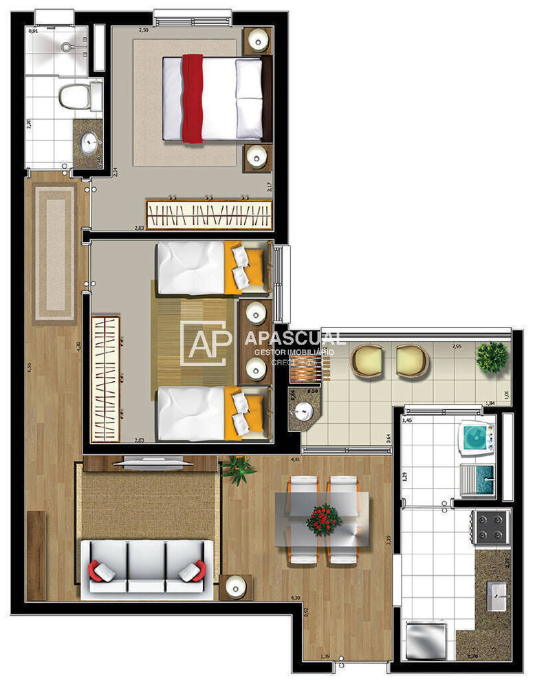 Apartamento, 2 quartos, 52 m² - Foto 3