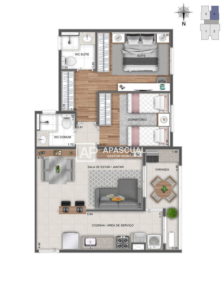 Apartamento, 2 quartos, 60 m² - Foto 1