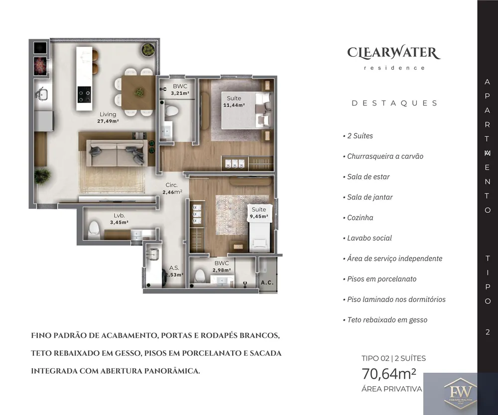Apartamento, 2 quartos, 71 m² - Foto 3