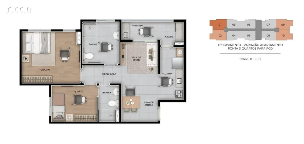 Apartamento, 3 quartos, 66 m² - Foto 7