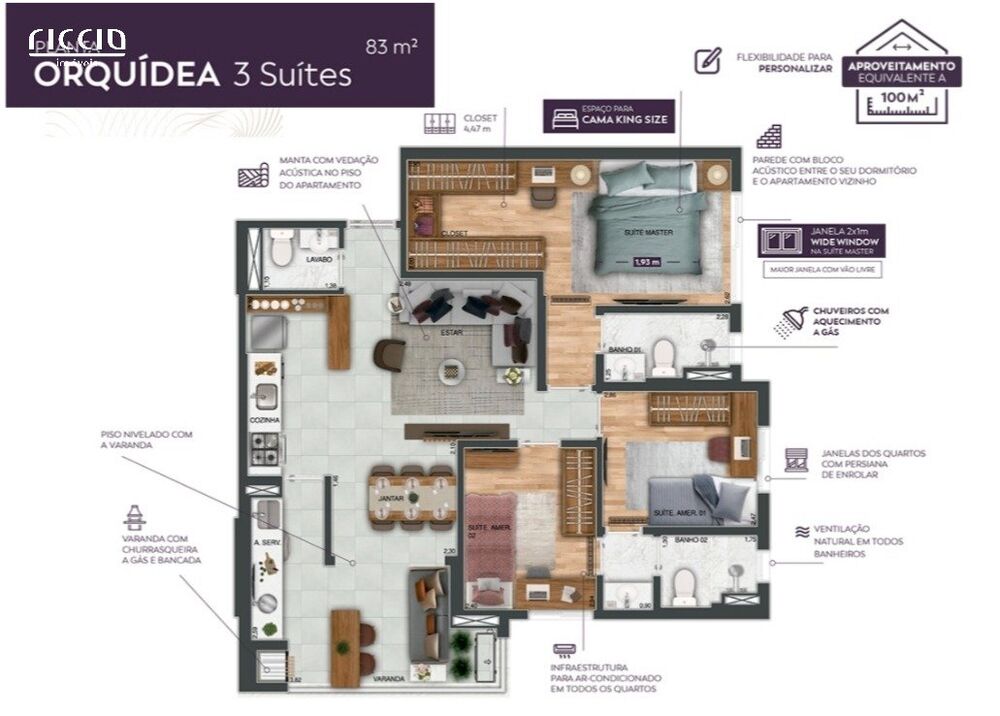 Apartamento, 3 quartos, 83 m² - Foto 3