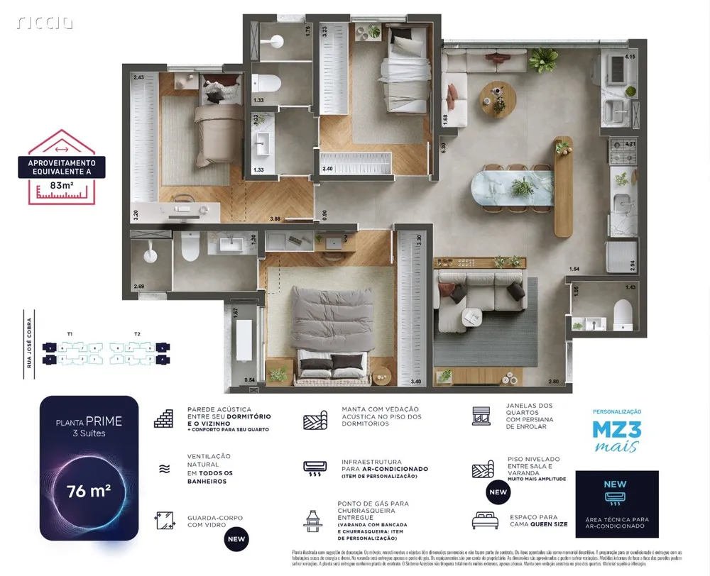 Apartamento, 3 quartos, 76 m² - Foto 2