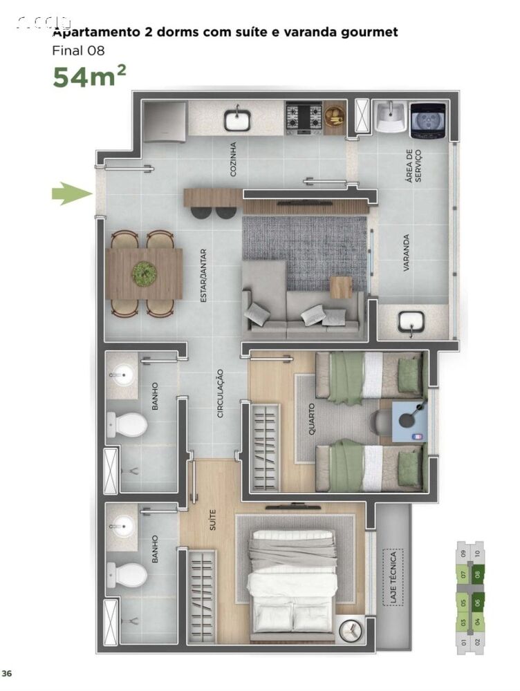 Apartamento, 2 quartos, 53 m² - Foto 1