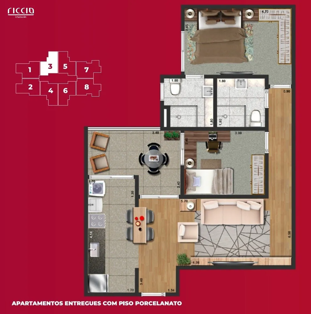 Apartamento, 3 quartos, 72 m² - Foto 2
