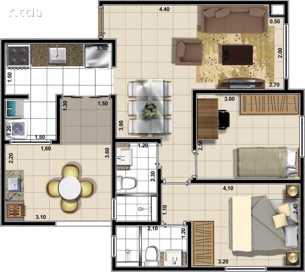Apartamento, 2 quartos, 55 m² - Foto 3