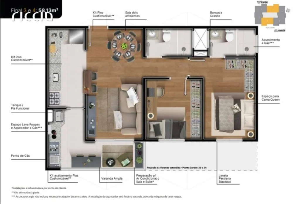 Apartamento, 2 quartos, 58 m² - Foto 2