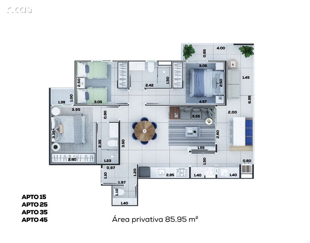 Apartamento à venda com 3 quartos, 85m² - Foto 3