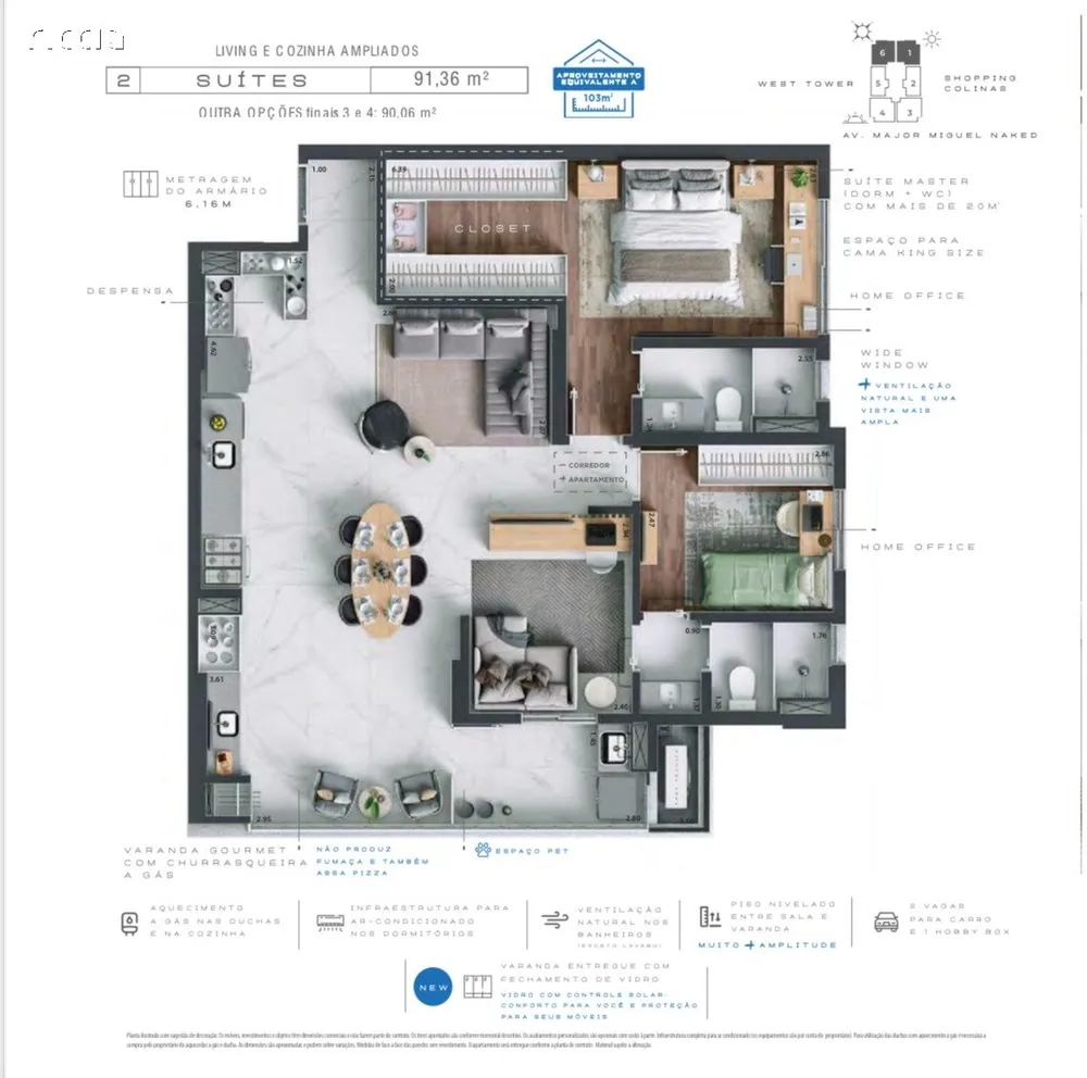 Apartamento, 2 quartos, 71 m² - Foto 2