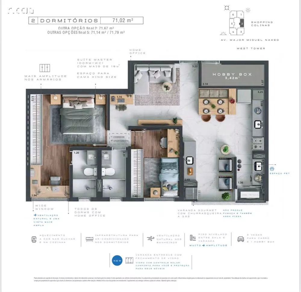 Apartamento à venda com 2 quartos, 71m² - Foto 2