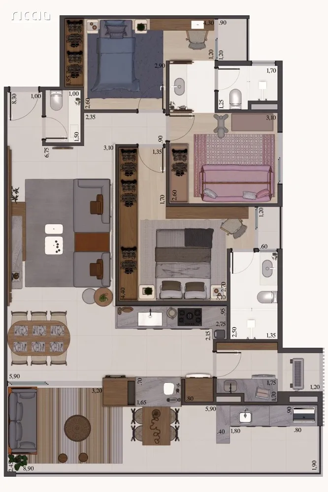Apartamento, 3 quartos, 105 m² - Foto 2