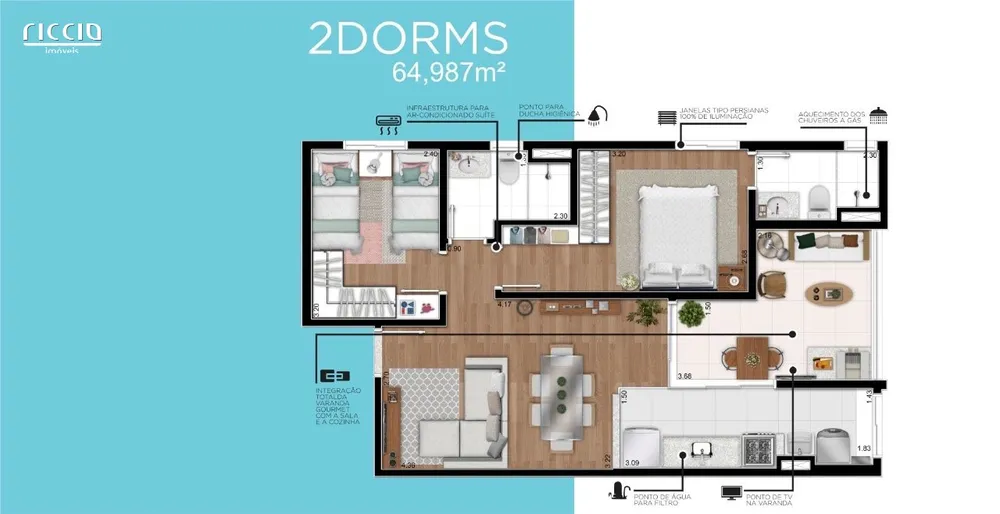 Apartamento, 2 quartos, 63 m² - Foto 3
