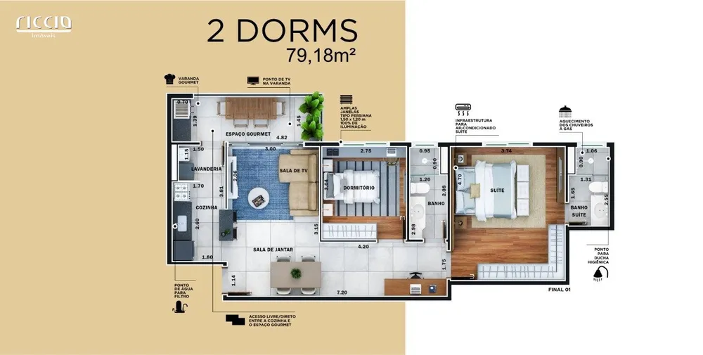 Apartamento, 2 quartos, 79 m² - Foto 3