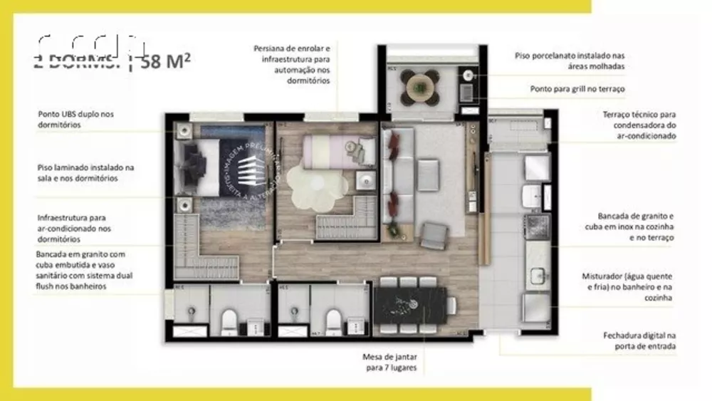 Apartamento, 2 quartos, 59 m² - Foto 3