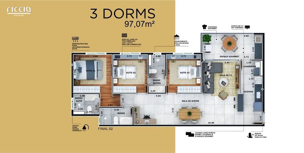 Apartamento à venda com 2 quartos, 75m² - Foto 3