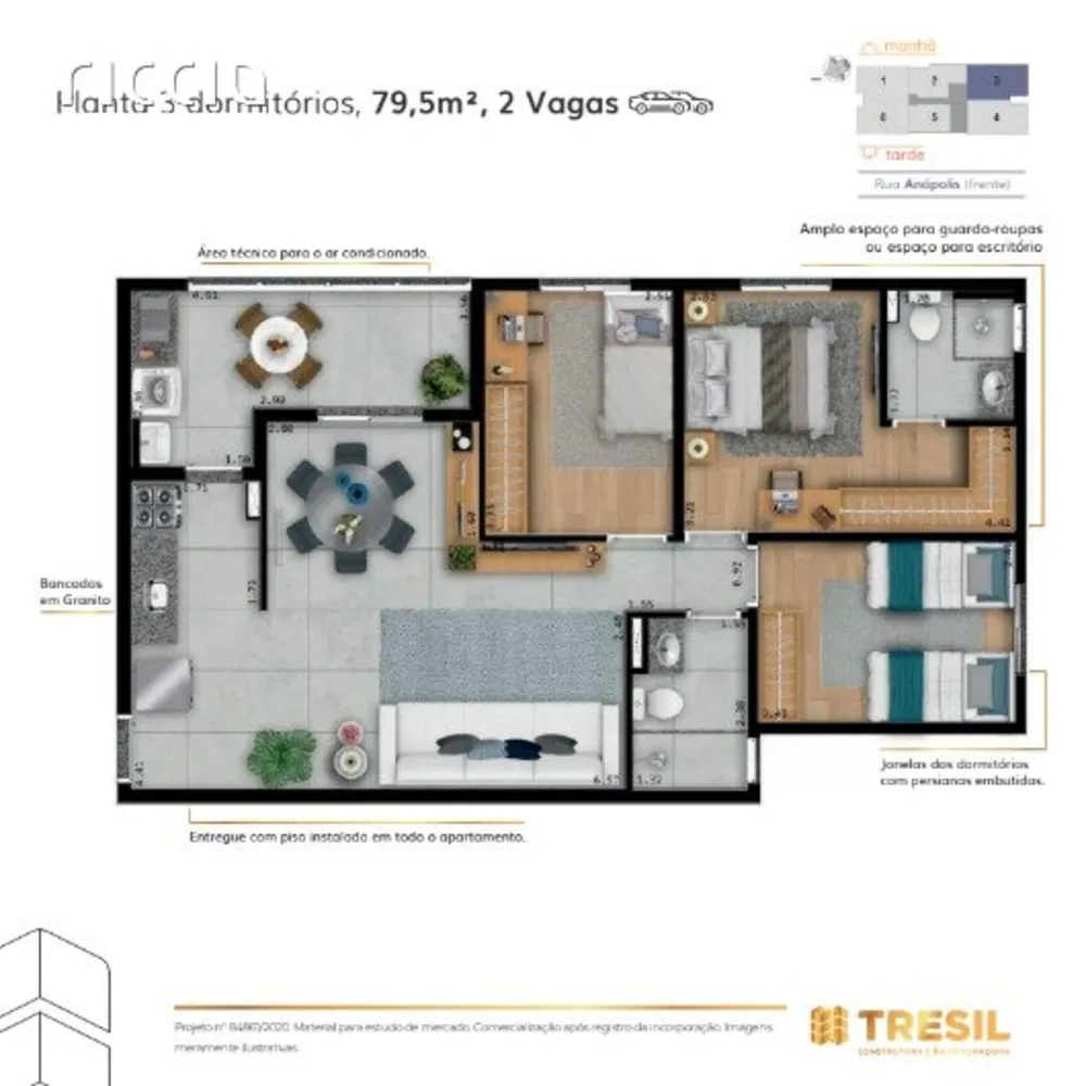 Apartamento, 2 quartos, 59 m² - Foto 3