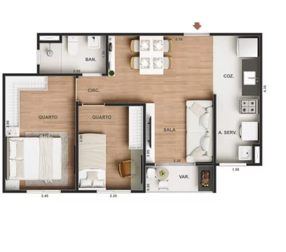 Apartamento, 2 quartos, 54 m² - Foto 7