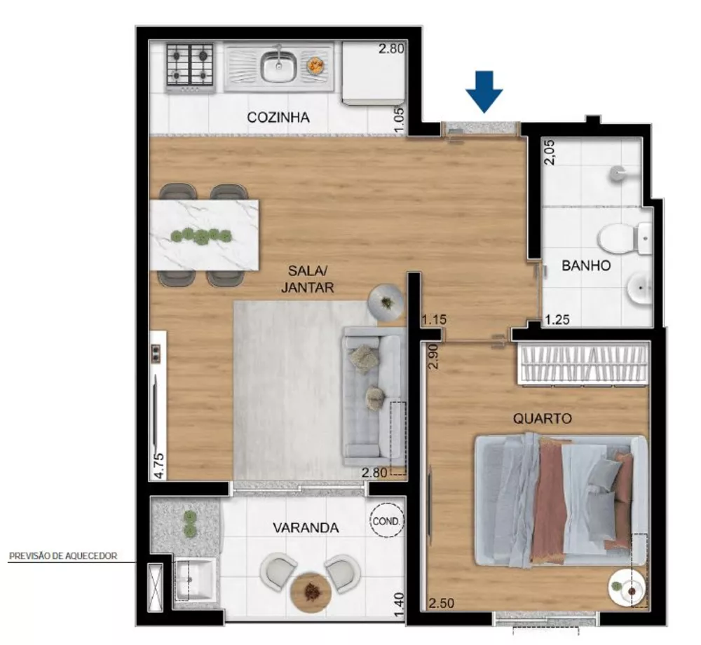 Apartamento, 2 quartos, 41 m² - Foto 1