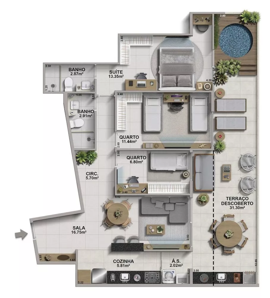 Cobertura, 3 quartos, 108 m² - Foto 6