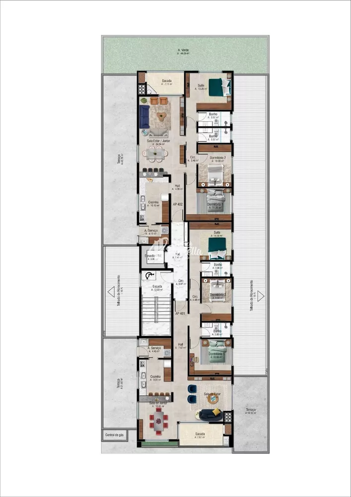 Apartamento à venda com 3 quartos, 118m² - Foto 2