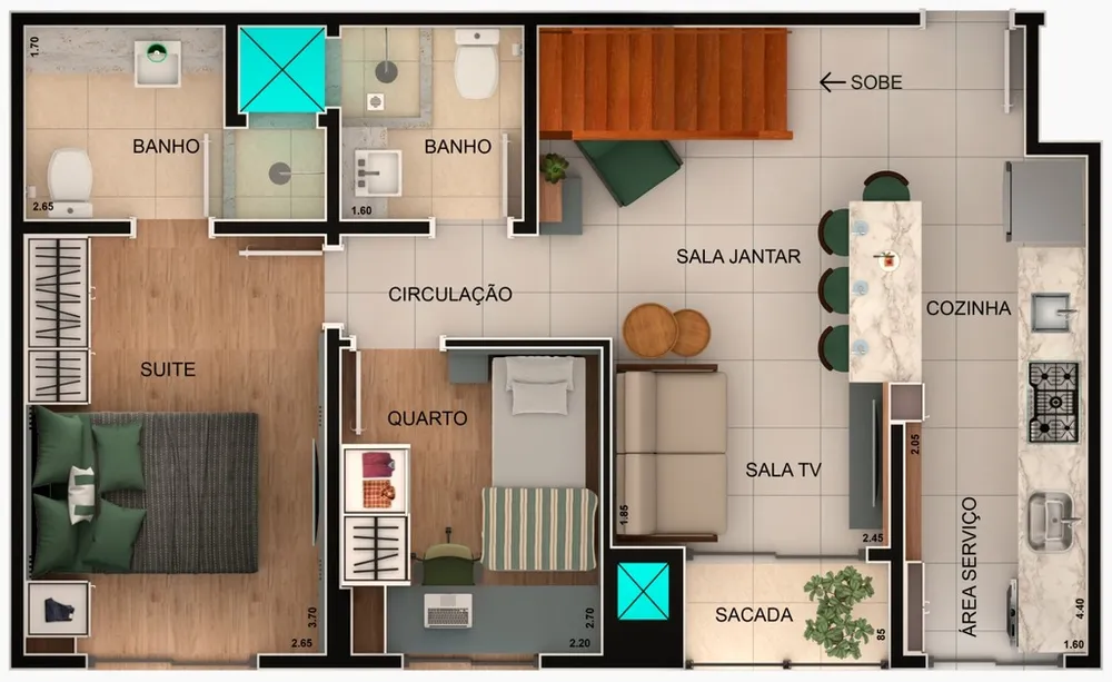 Apartamento, 2 quartos, 63 m² - Foto 3