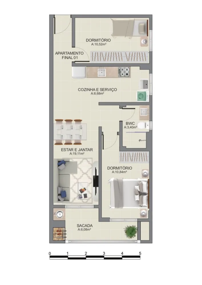 Apartamento, 2 quartos, 69 m² - Foto 2