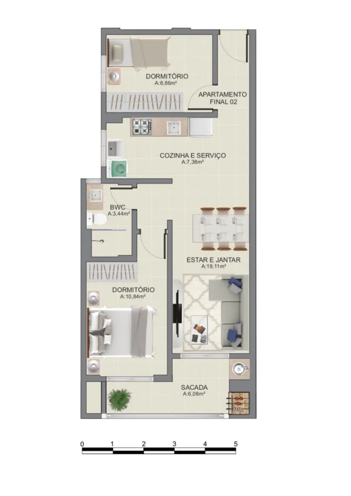 Apartamento, 2 quartos, 69 m² - Foto 1