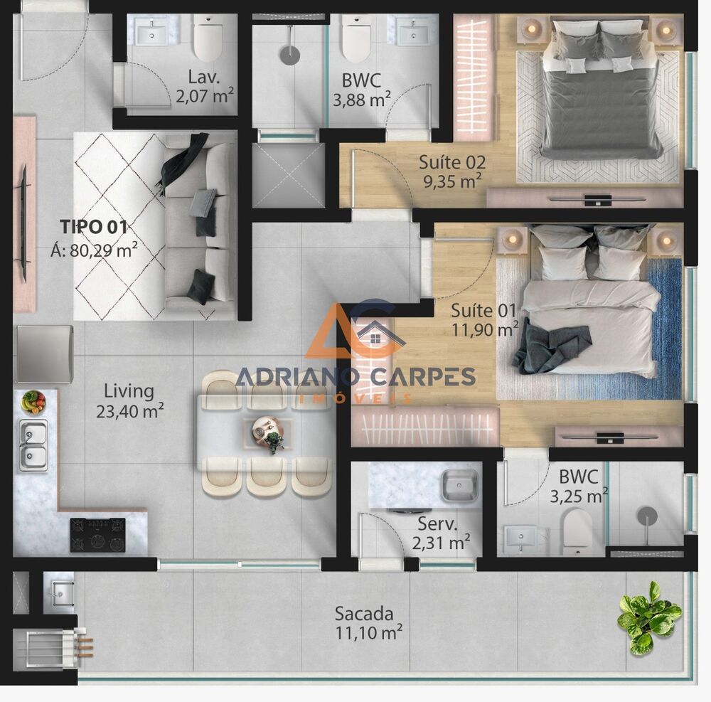 Apartamento, 2 quartos - Foto 7