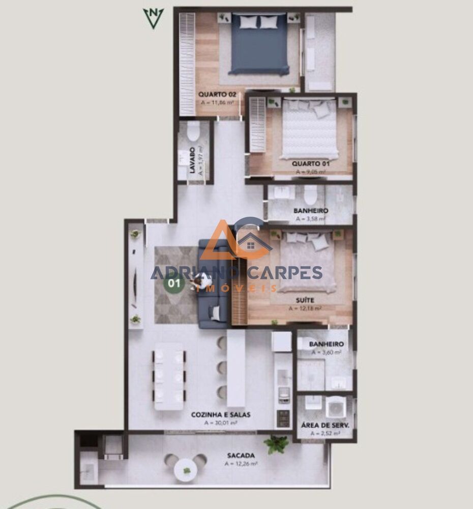 Apartamento, 3 quartos - Foto 2