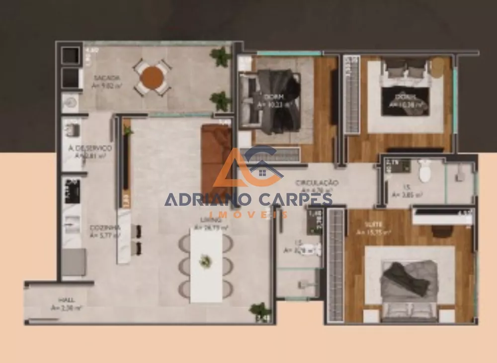 Apartamento à venda com 3 quartos, 109m² - Foto 3