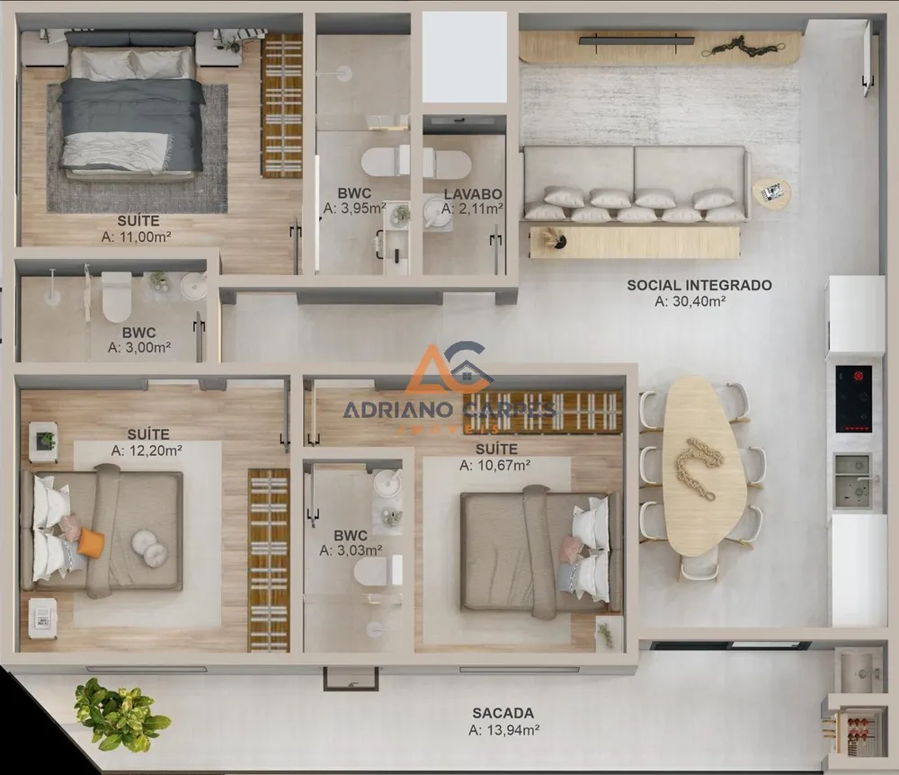 Apartamento, 3 quartos, 107 m² - Foto 2