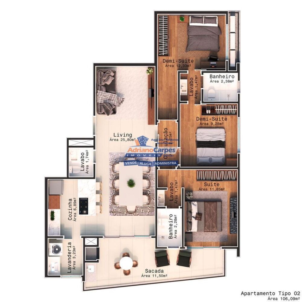 Apartamento, 3 quartos, 106 m² - Foto 3