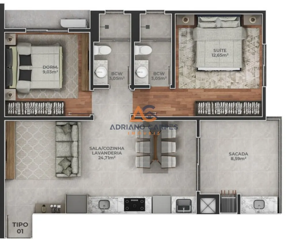 Apartamento, 2 quartos, 72 m² - Foto 4
