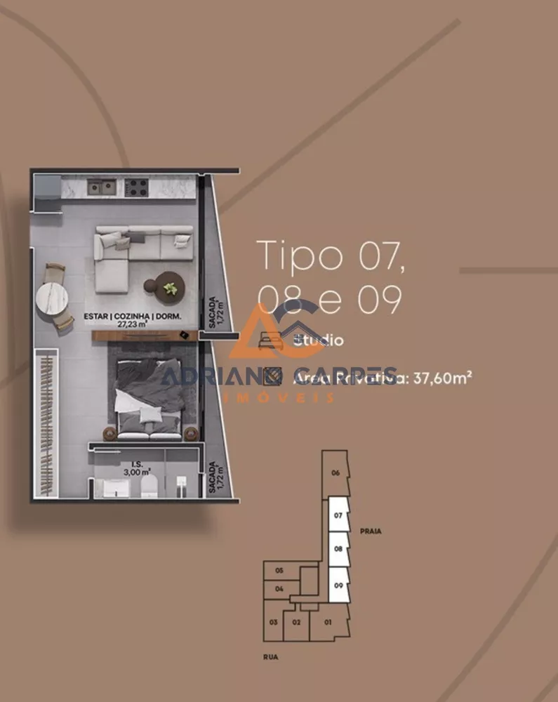 Apartamento à venda com 1 quarto, 37m² - Foto 3