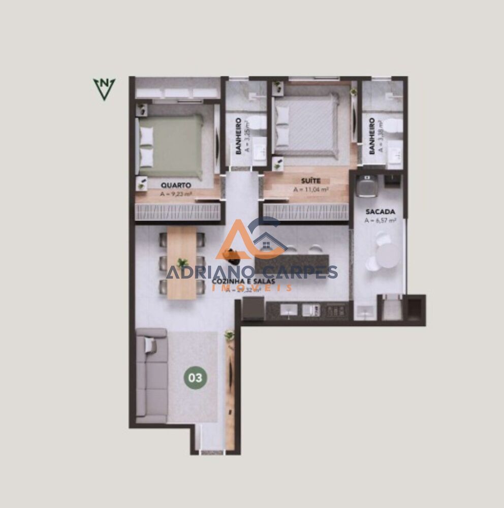 Apartamento, 2 quartos - Foto 3