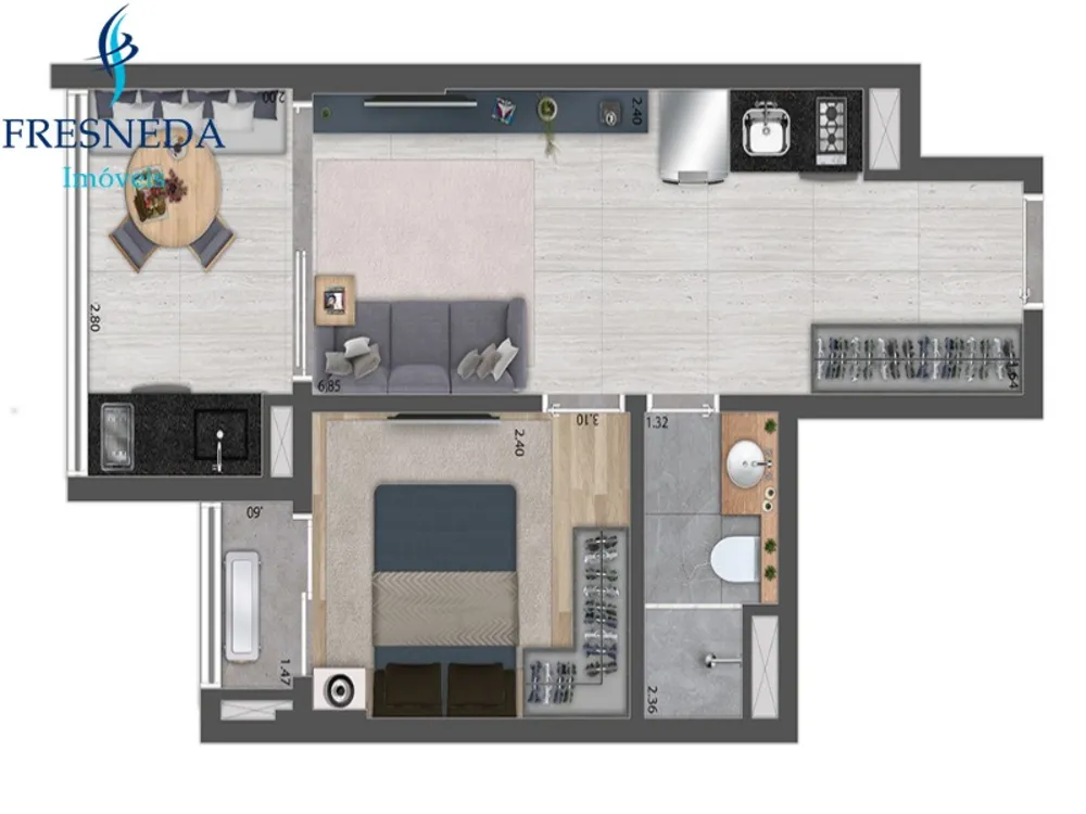 Apartamento, 1 quarto, 39 m² - Foto 3
