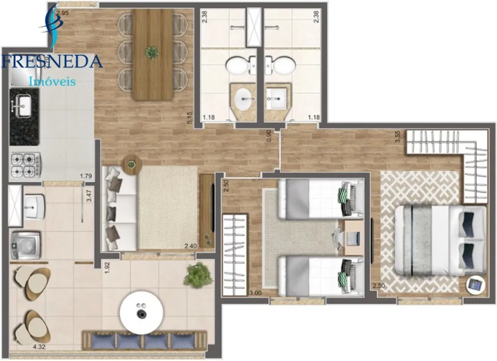Apartamento, 2 quartos, 61 m² - Foto 2